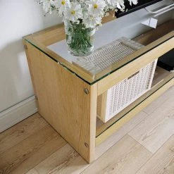 Loftscape Wohnkombination Mömbris (2-teilig) - Glas / Eiche massiv - Transparent / Eiche -Wohnzimmermöbel boutique en ligne 1000333735 220302 030 DETAILS P000000001000333735