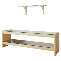 Loftscape Wohnkombination Mömbris (2-teilig) - Glas / Eiche massiv - Transparent / Eiche -Wohnzimmermöbel boutique en ligne 1000333735 220317 030 DETAILS P000000001000333735