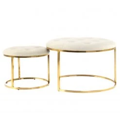 INSTYLE by Kayoom Polsterhocker Myla (2er-Set) - Weiß / Gold 9 INSTYLE by Kayoom Polsterhocker Myla (2er-Set) - Weiß / Gold -Wohnzimmermöbel boutique en ligne 1000335715 220223 030 DETAILS P000000001000335715