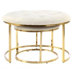 INSTYLE by Kayoom Polsterhocker Myla (2er-Set) - Weiß / Gold 10 INSTYLE by Kayoom Polsterhocker Myla (2er-Set) - Weiß / Gold -Wohnzimmermöbel boutique en ligne 1000335715 220223 031 DETAILS P000000001000335715