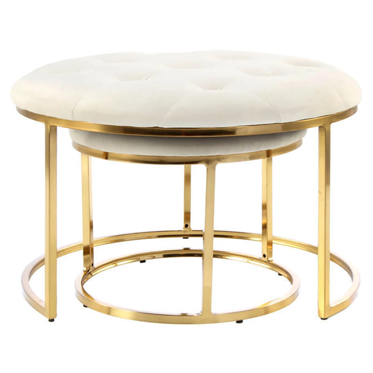 INSTYLE by Kayoom Polsterhocker Myla (2er-Set) - Weiß / Gold 4 INSTYLE by Kayoom Polsterhocker Myla (2er-Set) - Weiß / Gold – Bild 4