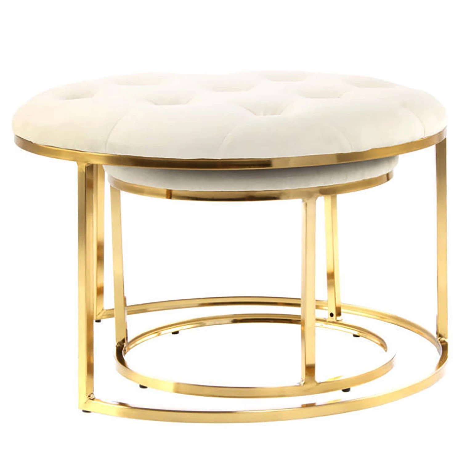 INSTYLE by Kayoom Polsterhocker Myla (2er-Set) - Weiß / Gold 5 INSTYLE by Kayoom Polsterhocker Myla (2er-Set) - Weiß / Gold – Bild 5