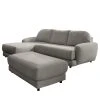 Loftscape Ecksofa Tandil - Webstoff Dolly: Dunkelgrau - Longchair davorstehend links - Mit Hocker
