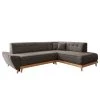 Norrwood Ecksofa Surribas II - Webstoff Lark: Anthrazit - Ottomane davorstehend rechts