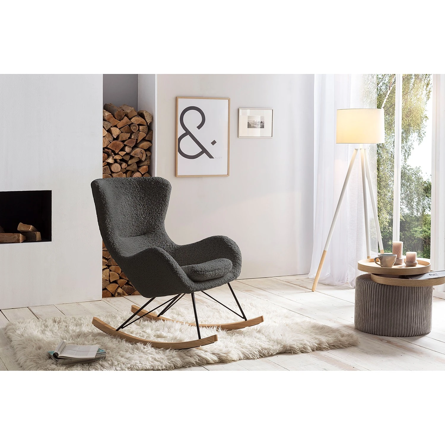 Naturoo Schaukelstuhl Narbonne - Teddyfell - Grau 2 Naturoo Schaukelstuhl Narbonne - Teddyfell - Grau – Bild 2