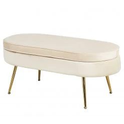 Norrwood Polsterhocker Ralemo - Samt - Creme