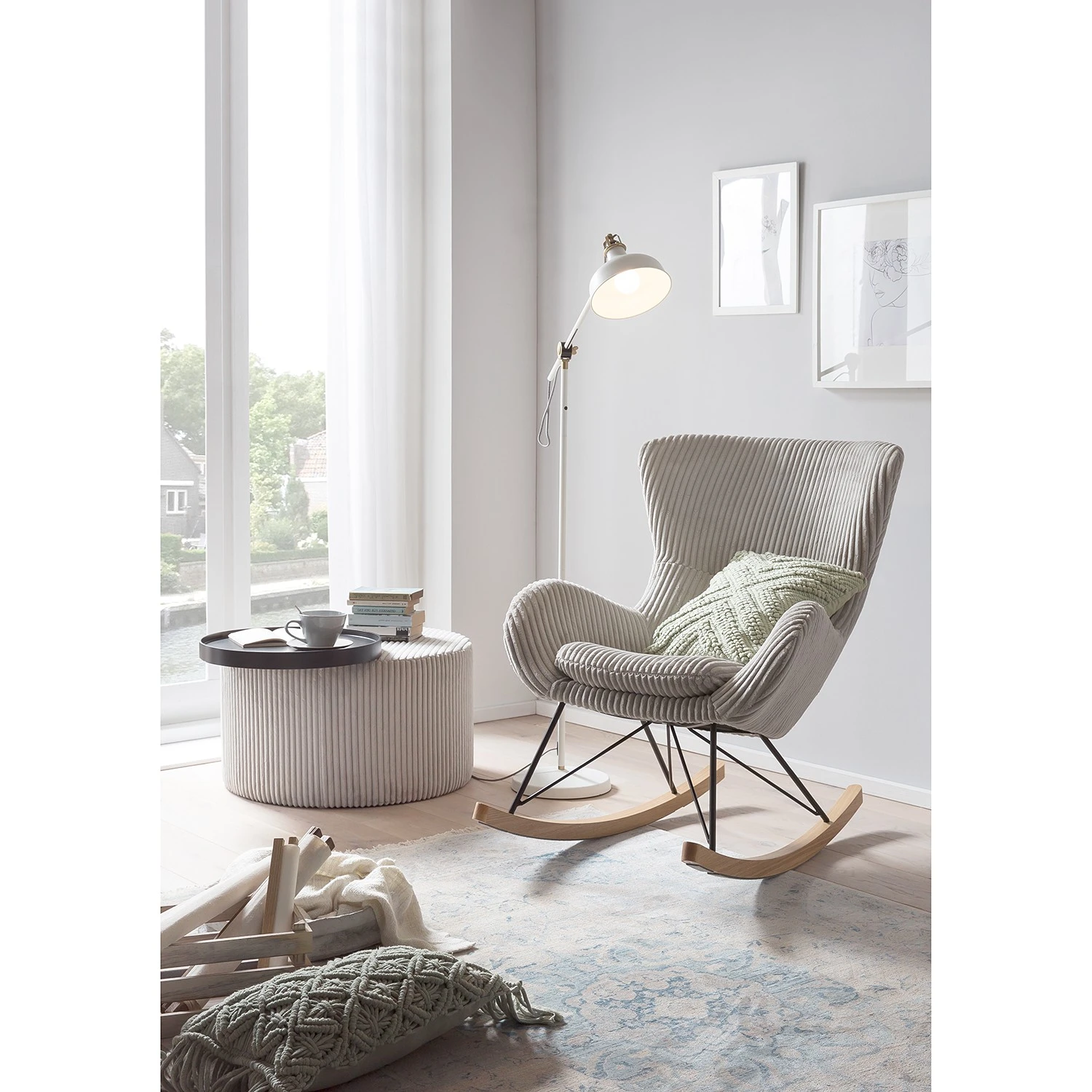 Naturoo Schaukelstuhl Shirali - Cord - Grau 2 Naturoo Schaukelstuhl Shirali - Cord - Grau – Bild 2