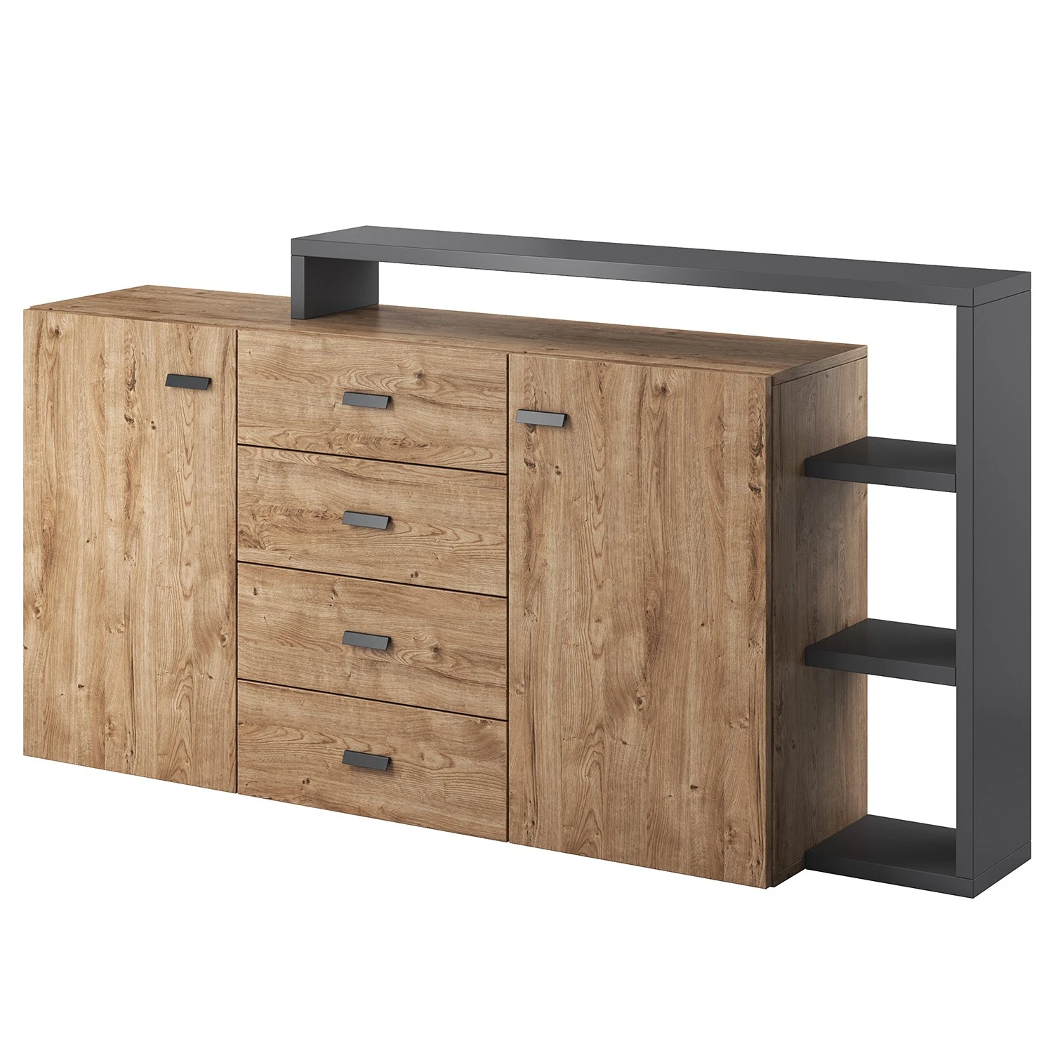 Loftscape Sideboard Littor - Anthrazit / Eiche Dekor 1 Loftscape Sideboard Littor - Anthrazit / Eiche Dekor