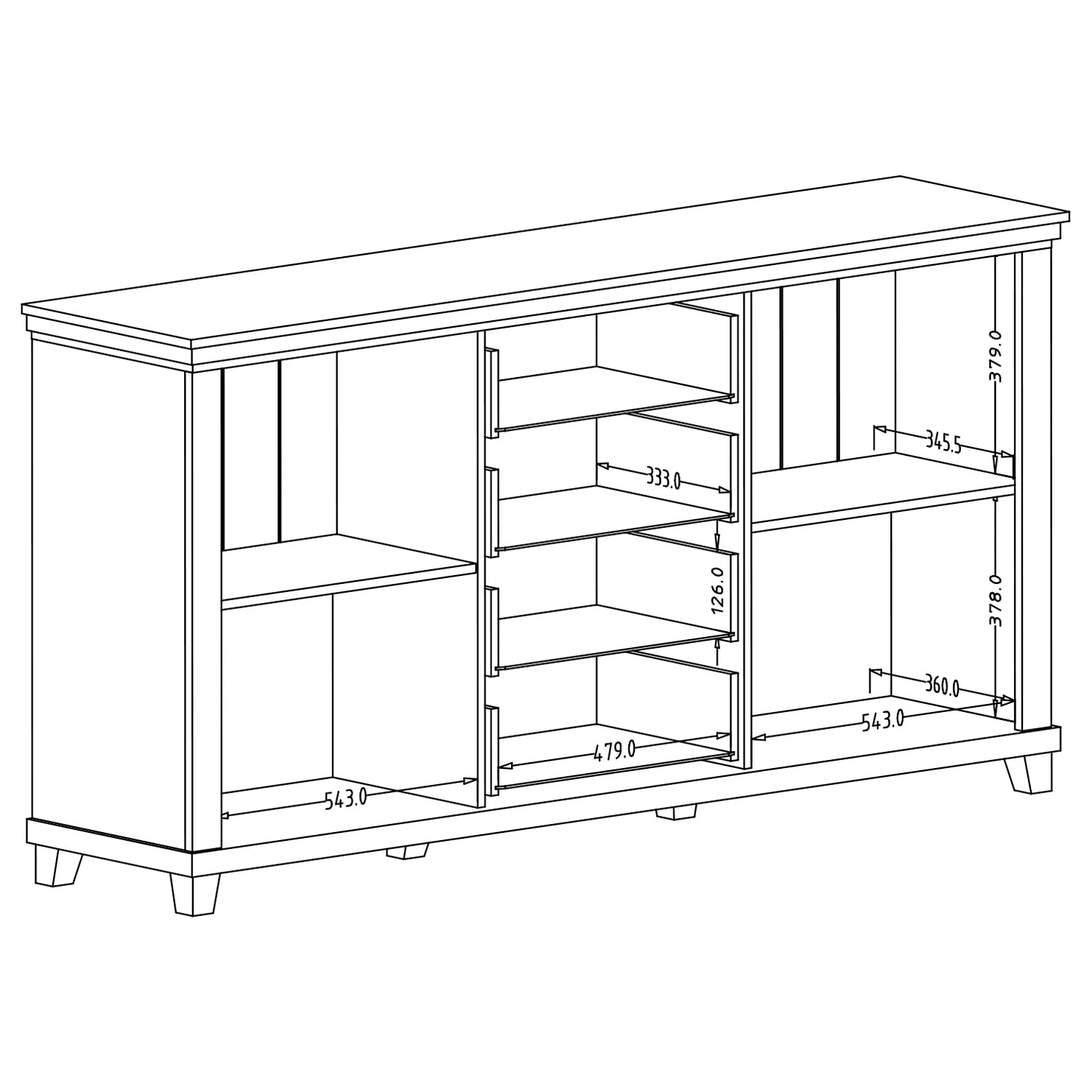 Ridgevalley Sideboard Emmanuela I - Kiefer Weiß Dekor 6 Ridgevalley Sideboard Emmanuela I - Kiefer Weiß Dekor – Bild 6