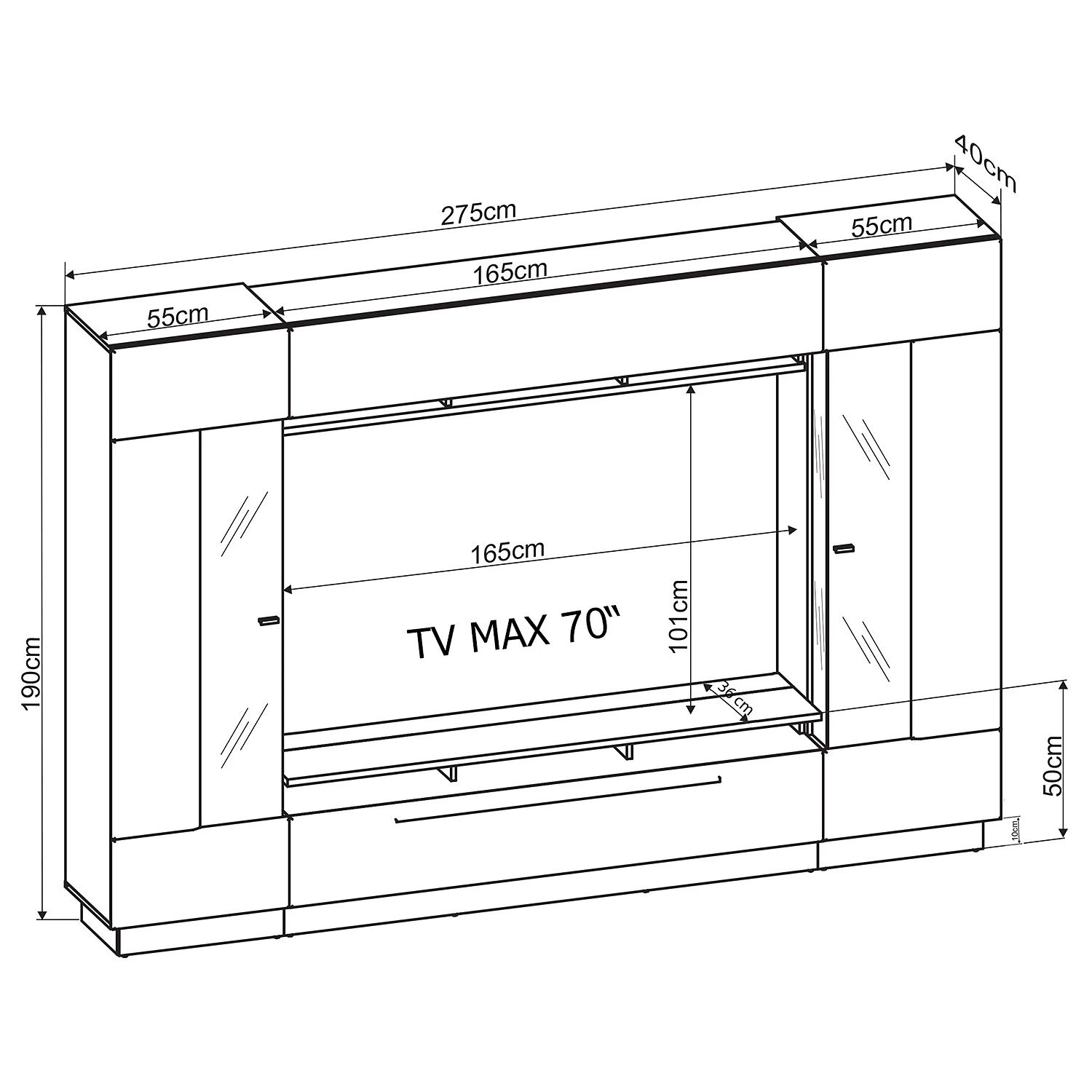 Fredriks TV-Wand Bylas (4-teilig) - Hochglanz Schwarz 6 Fredriks TV-Wand Bylas (4-teilig) - Hochglanz Schwarz – Bild 6