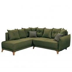 Mørteens Ecksofa Rutherford II - Webstoff Denga / Microfaser Laci: Antikgrün / Grün - Ottomane beidseitig montierbar