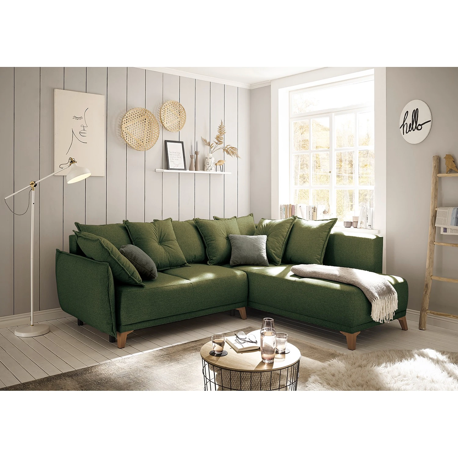 Mørteens Ecksofa Rutherford II - Webstoff Denga / Microfaser Laci: Antikgrün / Grün - Ottomane beidseitig montierbar 2 Mørteens Ecksofa Rutherford II - Webstoff Denga / Microfaser Laci: Antikgrün / Grün - Ottomane beidseitig montierbar – Bild 2