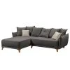 Norrwood Ecksofa Rutherford I - Webstoff Denga / Microfaser Laci: Graphit / Silber - Longchair beidseitig montierbar