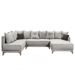 Mørteens Wohnlandschaft Rutherford - Webstoff Denga / Microfaser Laci: Silber / Anthrazit - Ottomane beidseitig montierbar -Wohnzimmermöbel boutique en ligne 1000340484 220513 060 DETAILS P000000001000340484