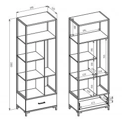 Red Living Büroregal Sonny - Wotaneiche Dekor / Schwarz -Wohnzimmermöbel boutique en ligne 1000341080 220322 500 SKETCH DETAILS P000000001000341080 sketch