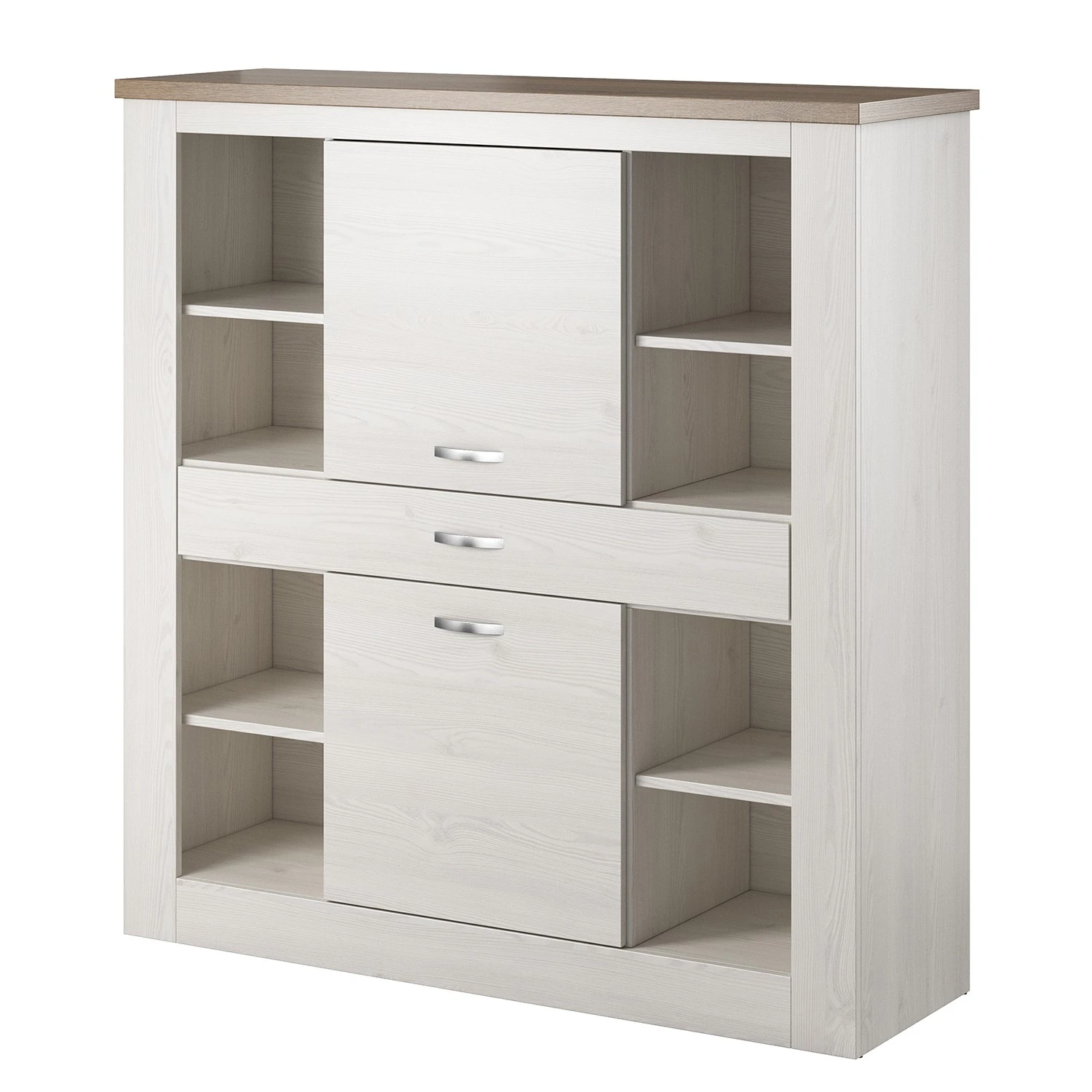 Loftscape Highboard Kilcar - Pinie Weiß / Trüffel 1 Loftscape Highboard Kilcar - Pinie Weiß / Trüffel