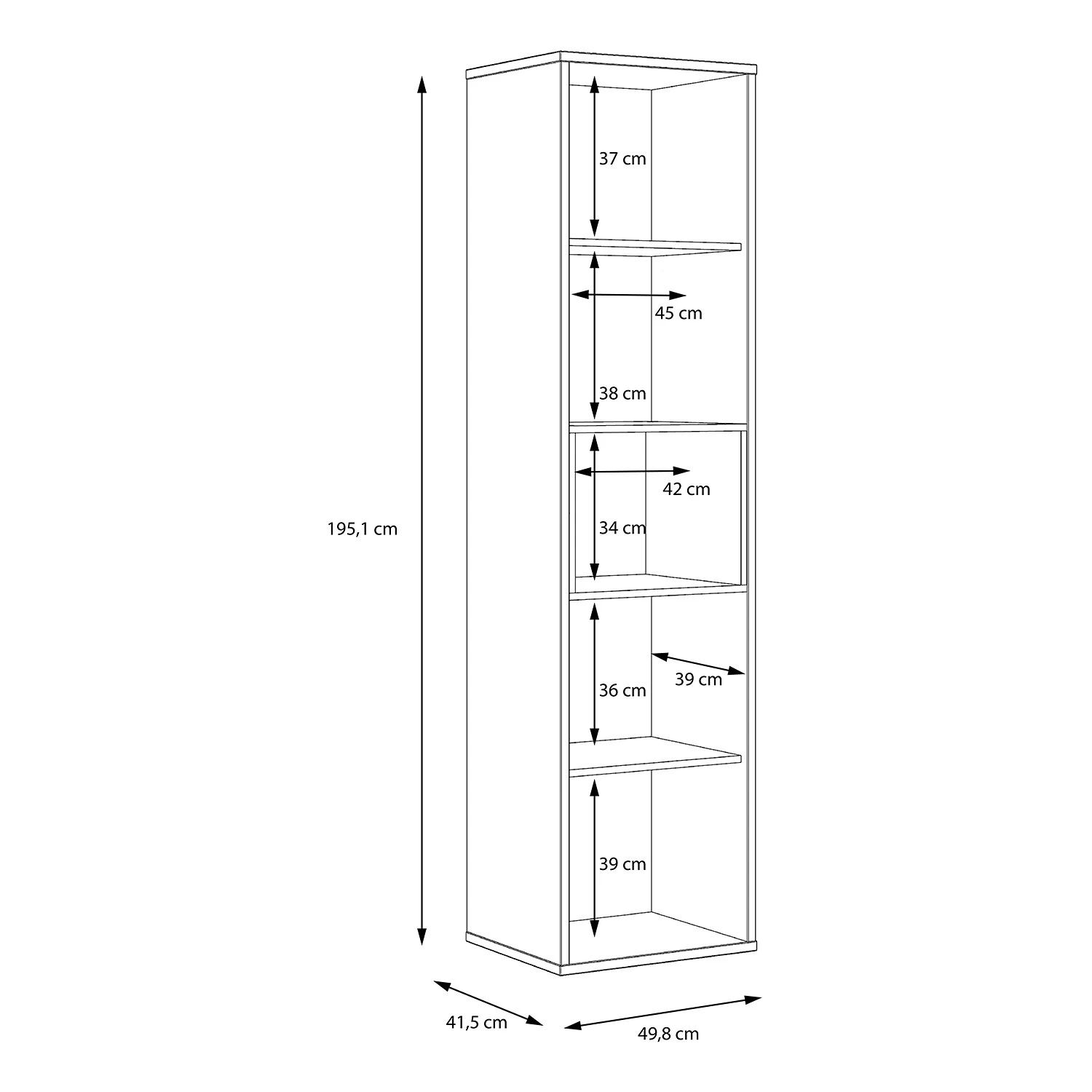 Loftscape Wohnwand Mazzo (4-teilig) - Schwarz / Eiche Artisan Dekor 15 Loftscape Wohnwand Mazzo (4-teilig) - Schwarz / Eiche Artisan Dekor – Bild 15