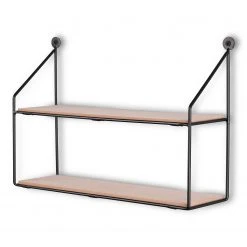 Loftscape Wandregal Cuddalore - Metall - Schwarz / Eiche Dekor