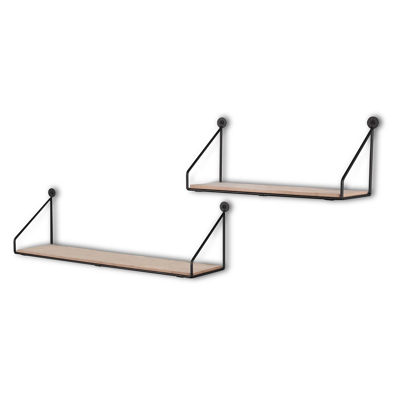 Loftscape Wandregal Chevron Love (2er-Set) - Metall - Schwarz / Eiche Dekor 1 Loftscape Wandregal Chevron Love (2er-Set) - Metall - Schwarz / Eiche Dekor