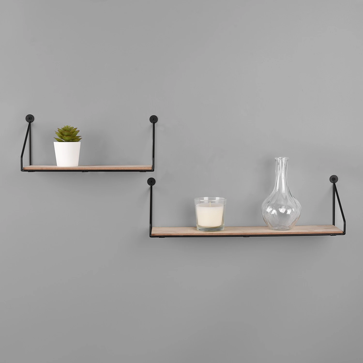 Loftscape Wandregal Chevron Love (2er-Set) - Metall - Schwarz / Eiche Dekor 3 Loftscape Wandregal Chevron Love (2er-Set) - Metall - Schwarz / Eiche Dekor – Bild 3