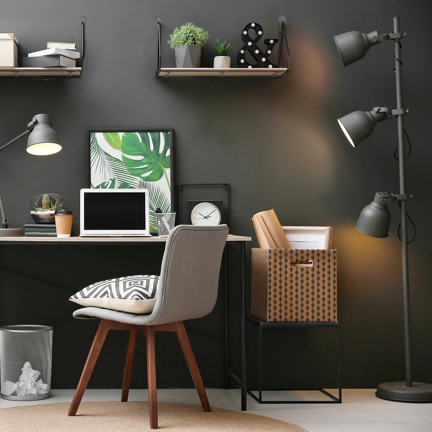 Loftscape Wandregal Chevron Love (2er-Set) - Metall - Schwarz / Eiche Dekor 4 Loftscape Wandregal Chevron Love (2er-Set) - Metall - Schwarz / Eiche Dekor – Bild 4