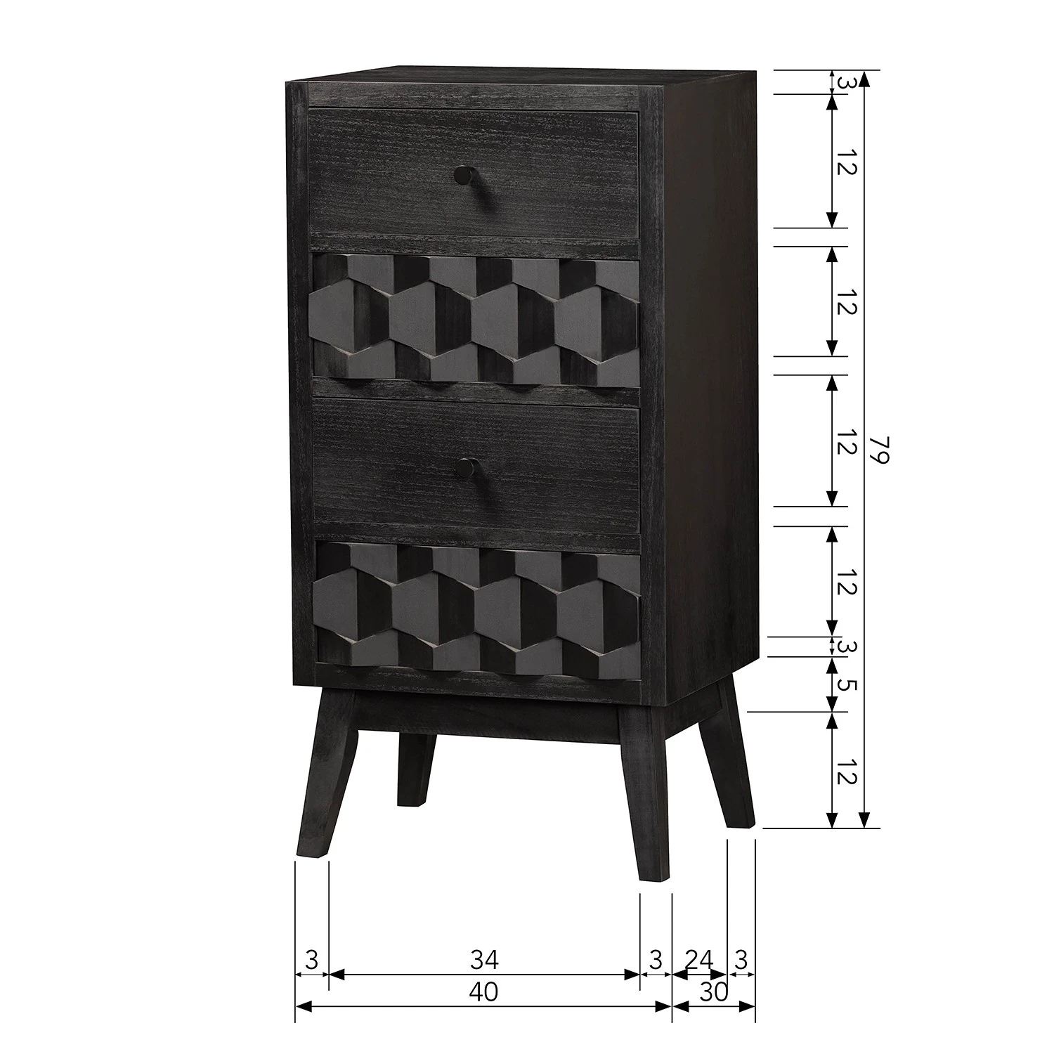 Red Living Beistelltisch Tyrone - Pinie Schwarz - Höhe: 79 cm 8 Red Living Beistelltisch Tyrone - Pinie Schwarz - Höhe: 79 cm – Bild 8