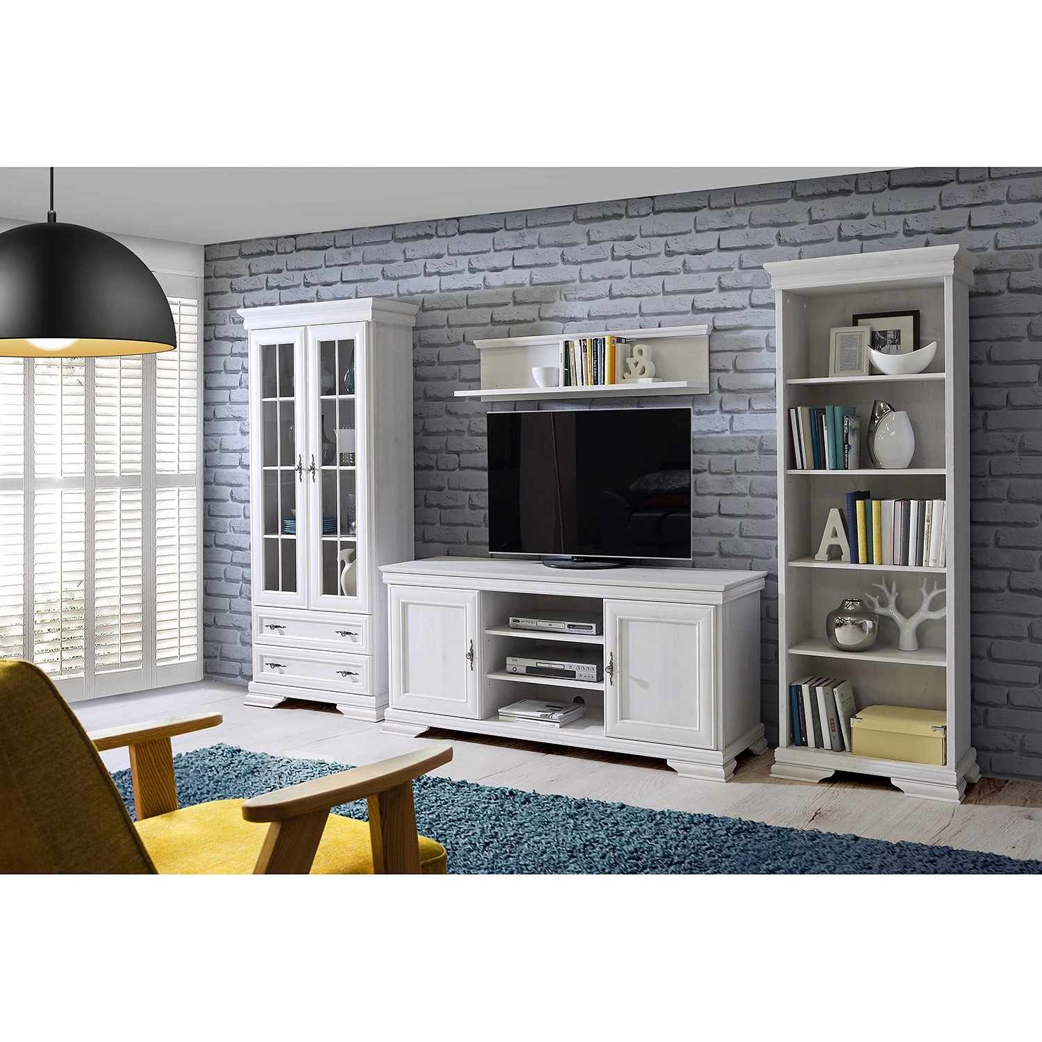 Ridgevalley Vitrinenschrank Summerbrook - Eiche Weiß Dekor 4 Ridgevalley Vitrinenschrank Summerbrook - Eiche Weiß Dekor – Bild 4