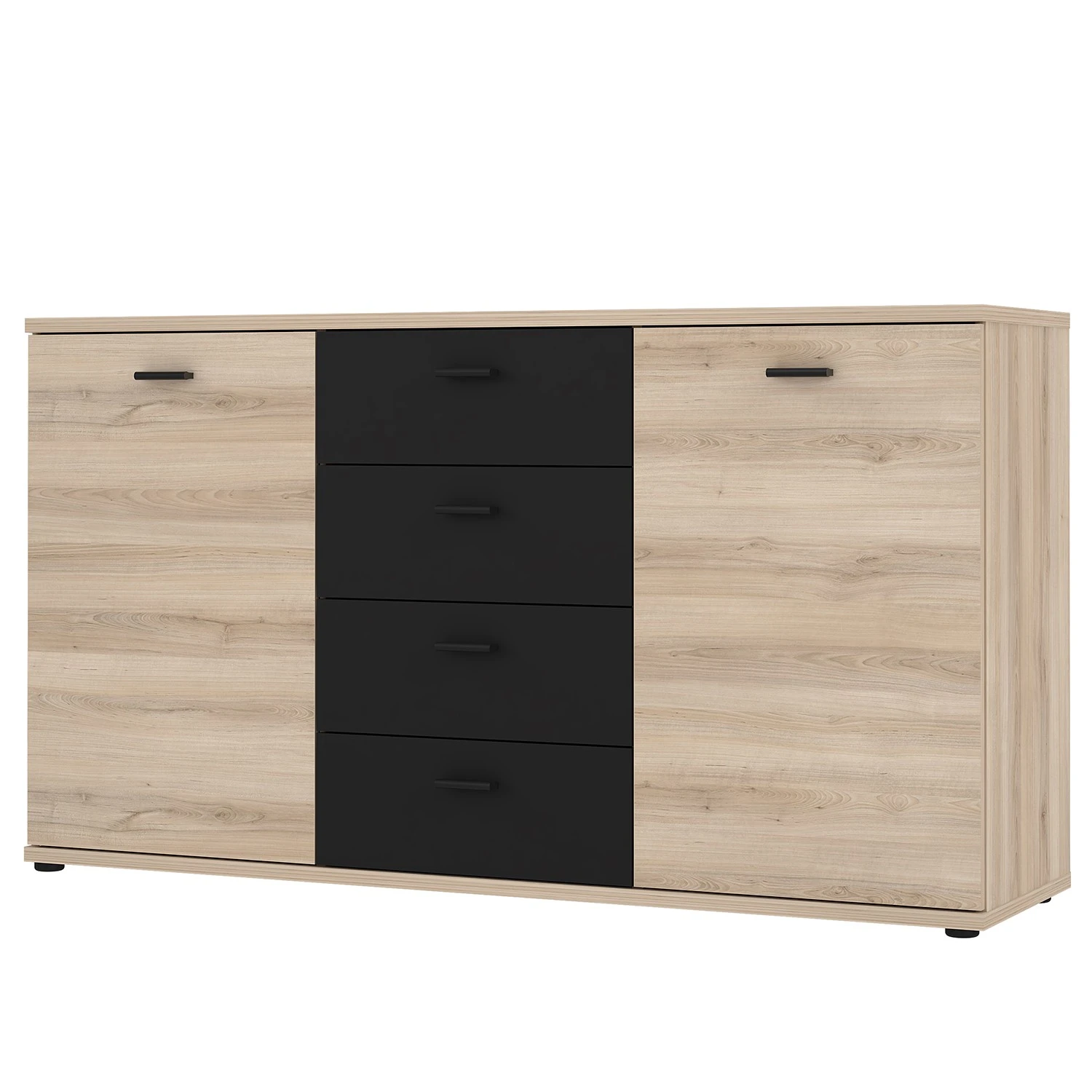 Loftscape Sideboard Piemont I - Schwarz / Eiche Bianco Dekor 1 Loftscape Sideboard Piemont I - Schwarz / Eiche Bianco Dekor