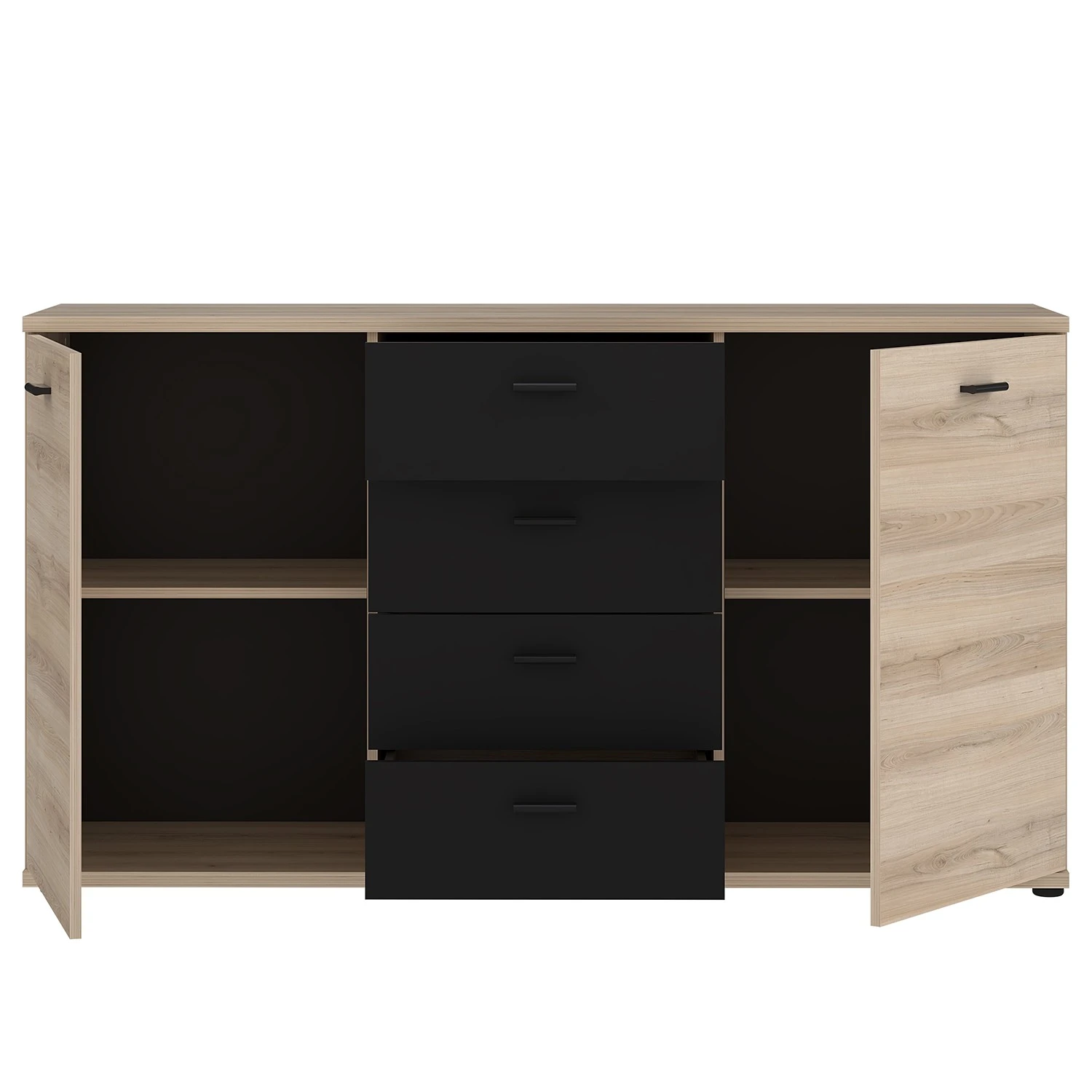 Loftscape Sideboard Piemont I - Schwarz / Eiche Bianco Dekor 5 Loftscape Sideboard Piemont I - Schwarz / Eiche Bianco Dekor – Bild 5