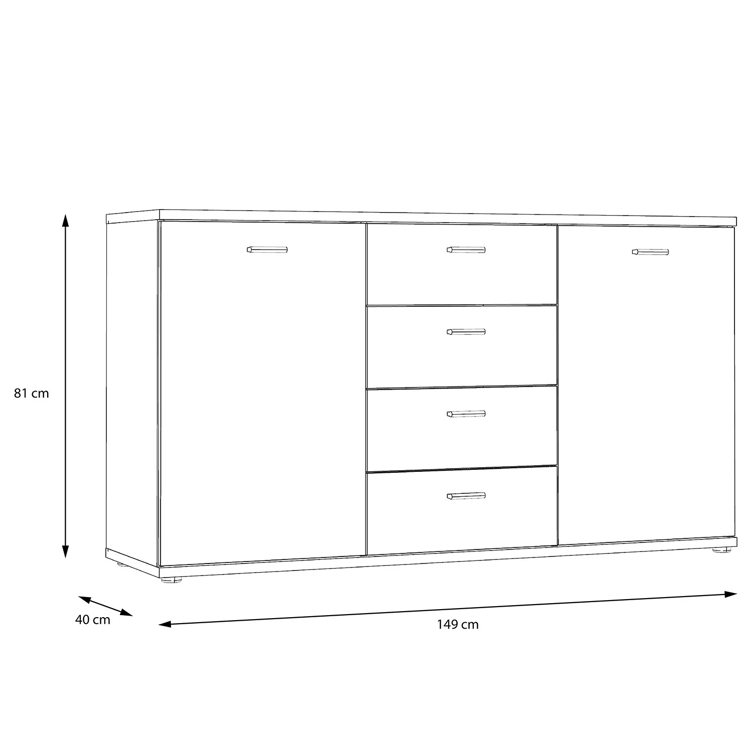 Loftscape Sideboard Piemont I - Schwarz / Eiche Bianco Dekor 7 Loftscape Sideboard Piemont I - Schwarz / Eiche Bianco Dekor – Bild 7