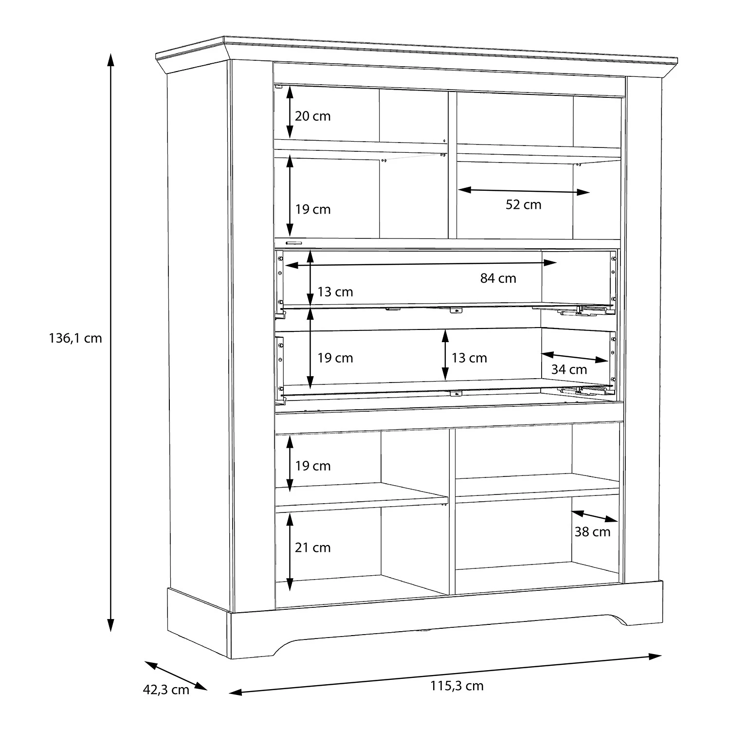 Ridgevalley Highboard Sandvik I - Eiche Weiß Dekor / Eiche Nelson Dekor 8 Ridgevalley Highboard Sandvik I - Eiche Weiß Dekor / Eiche Nelson Dekor – Bild 8