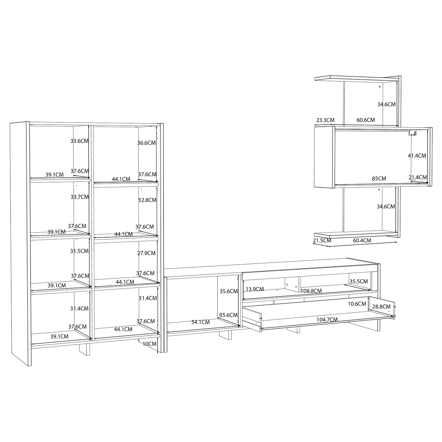 Loftscape Wohnwand Sahil (3-teilig) - Eiche Sorrento Grau Dekor / Schwarz 12 Loftscape Wohnwand Sahil (3-teilig) - Eiche Sorrento Grau Dekor / Schwarz – Bild 12