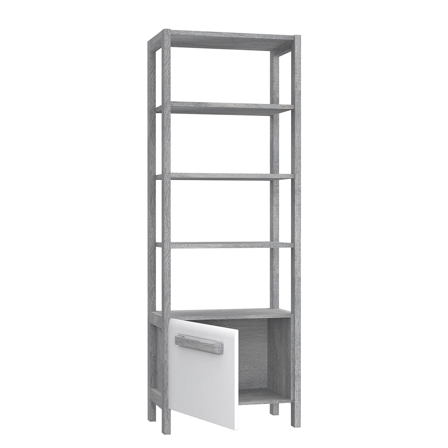Loftscape Regal Toscana - Hochglanz Weiß / Eiche Grau Dekor 5 Loftscape Regal Toscana - Hochglanz Weiß / Eiche Grau Dekor – Bild 5