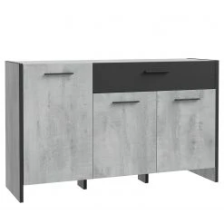Loftscape Sideboard Sahil - Eiche Sorrento Grau Dekor / Schwarz