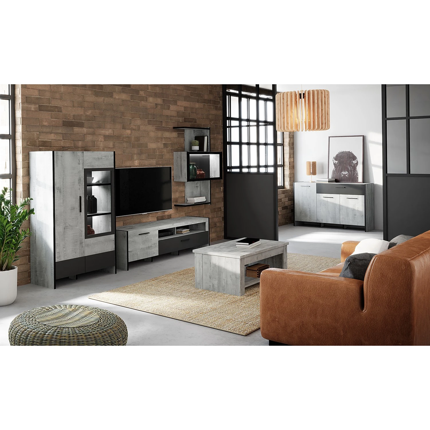 Loftscape Sideboard Sahil - Eiche Sorrento Grau Dekor / Schwarz 3 Loftscape Sideboard Sahil - Eiche Sorrento Grau Dekor / Schwarz – Bild 3