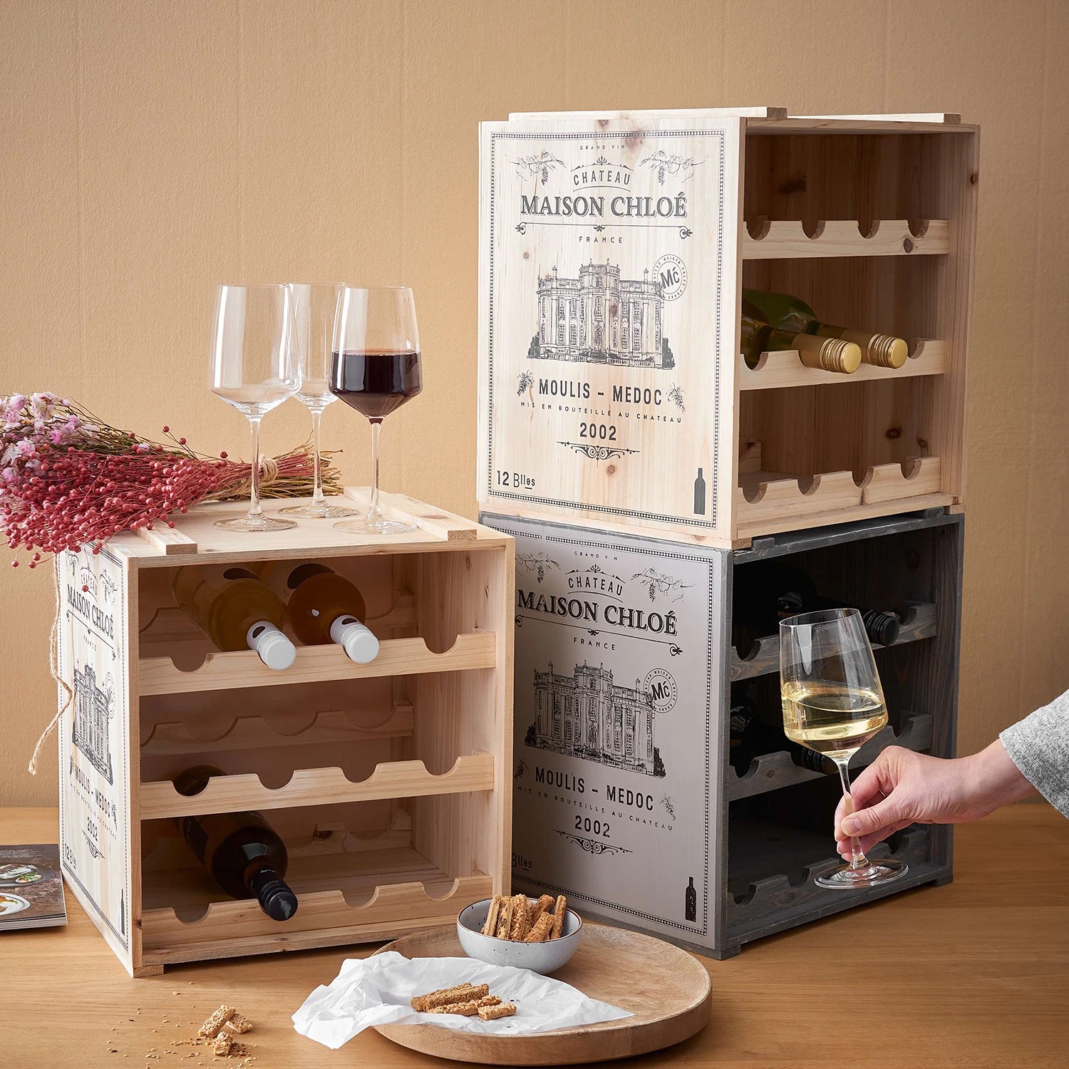 Butlers Weinregal VINOTHEK - Tannenholz - Beige 2 Butlers Weinregal VINOTHEK - Tannenholz - Beige – Bild 2