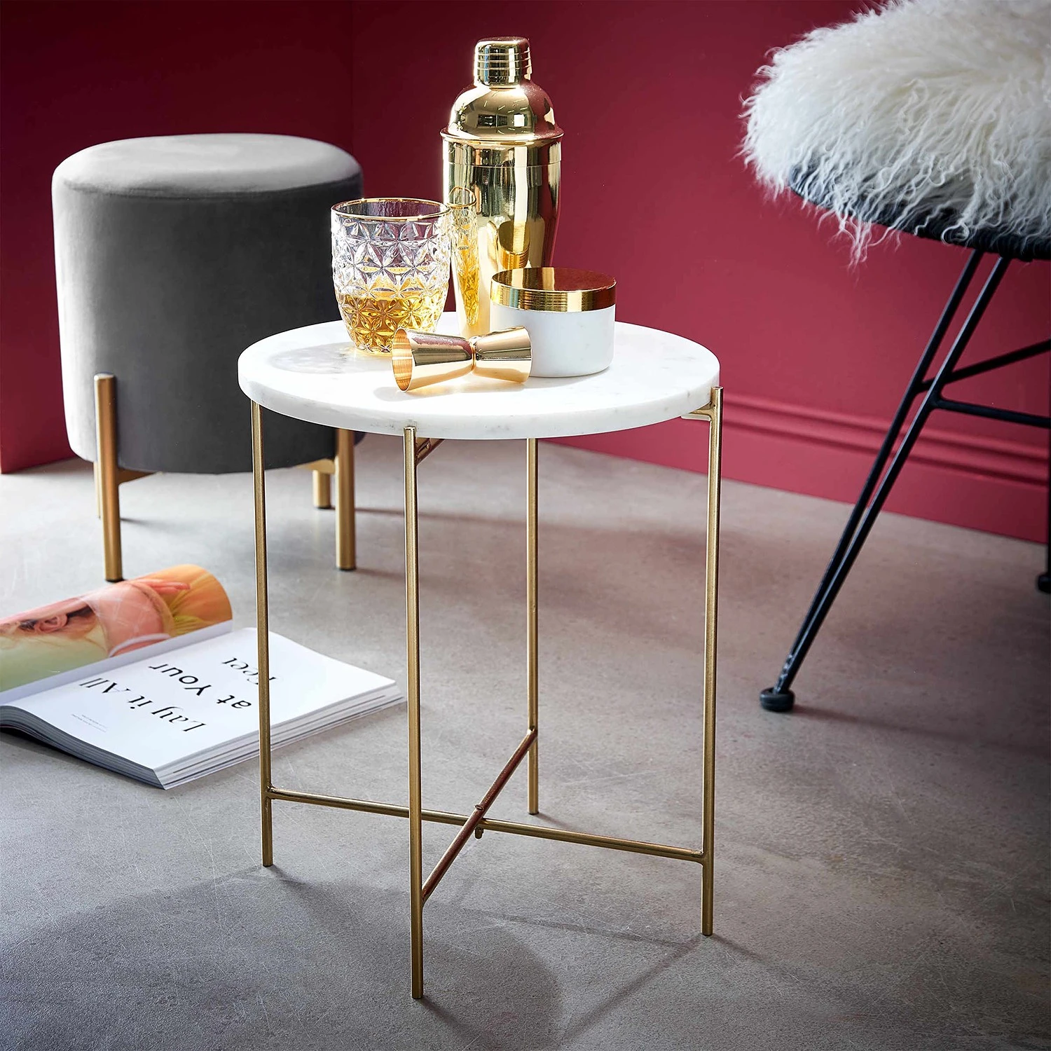 Butlers Beistelltisch MARBLE - Marmor / Eisen - Weiß 2 Butlers Beistelltisch MARBLE - Marmor / Eisen - Weiß – Bild 2