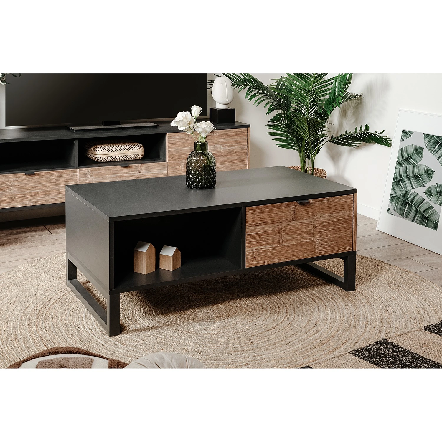 Loftscape Couchtisch Mid West - Anthrazit / Bambus Dekor 4 Loftscape Couchtisch Mid West - Anthrazit / Bambus Dekor – Bild 4