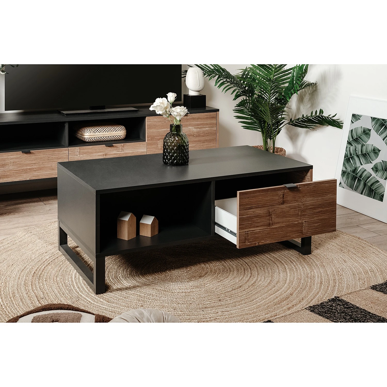 Loftscape Couchtisch Mid West - Anthrazit / Bambus Dekor 5 Loftscape Couchtisch Mid West - Anthrazit / Bambus Dekor – Bild 5