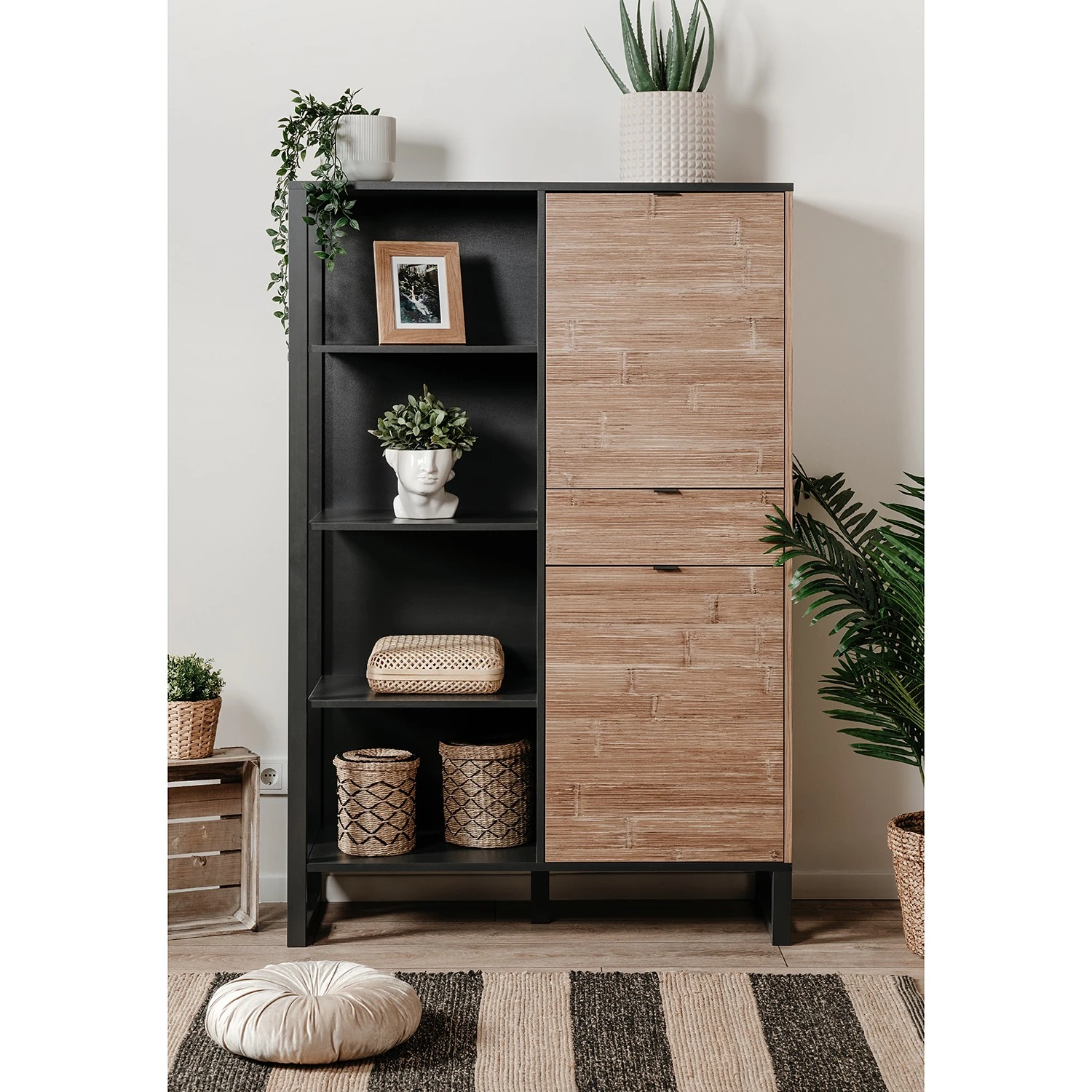 Loftscape Schrank Mid West - Bambus Dekor / Anthrazit 2 Loftscape Schrank Mid West - Bambus Dekor / Anthrazit – Bild 2