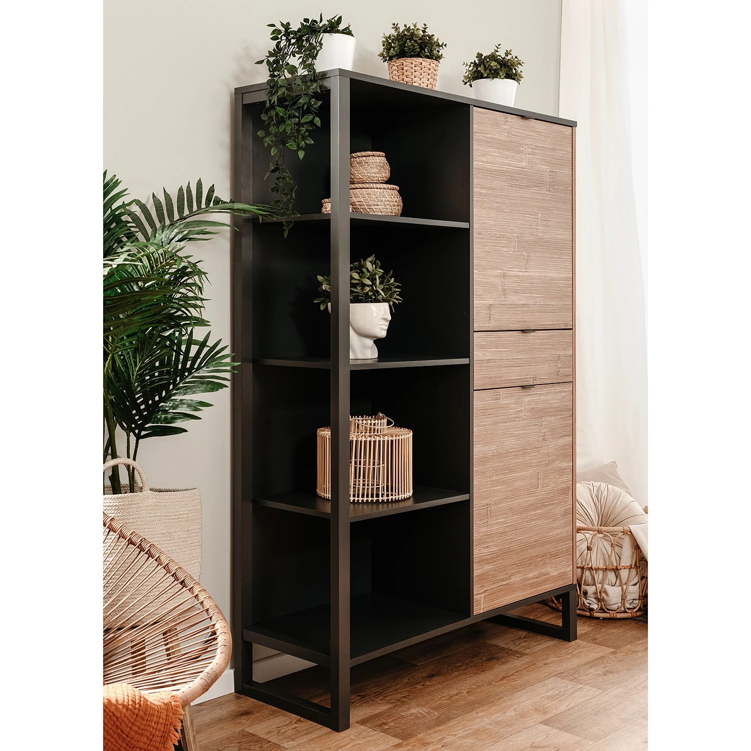 Loftscape Schrank Mid West - Bambus Dekor / Anthrazit 6 Loftscape Schrank Mid West - Bambus Dekor / Anthrazit – Bild 6