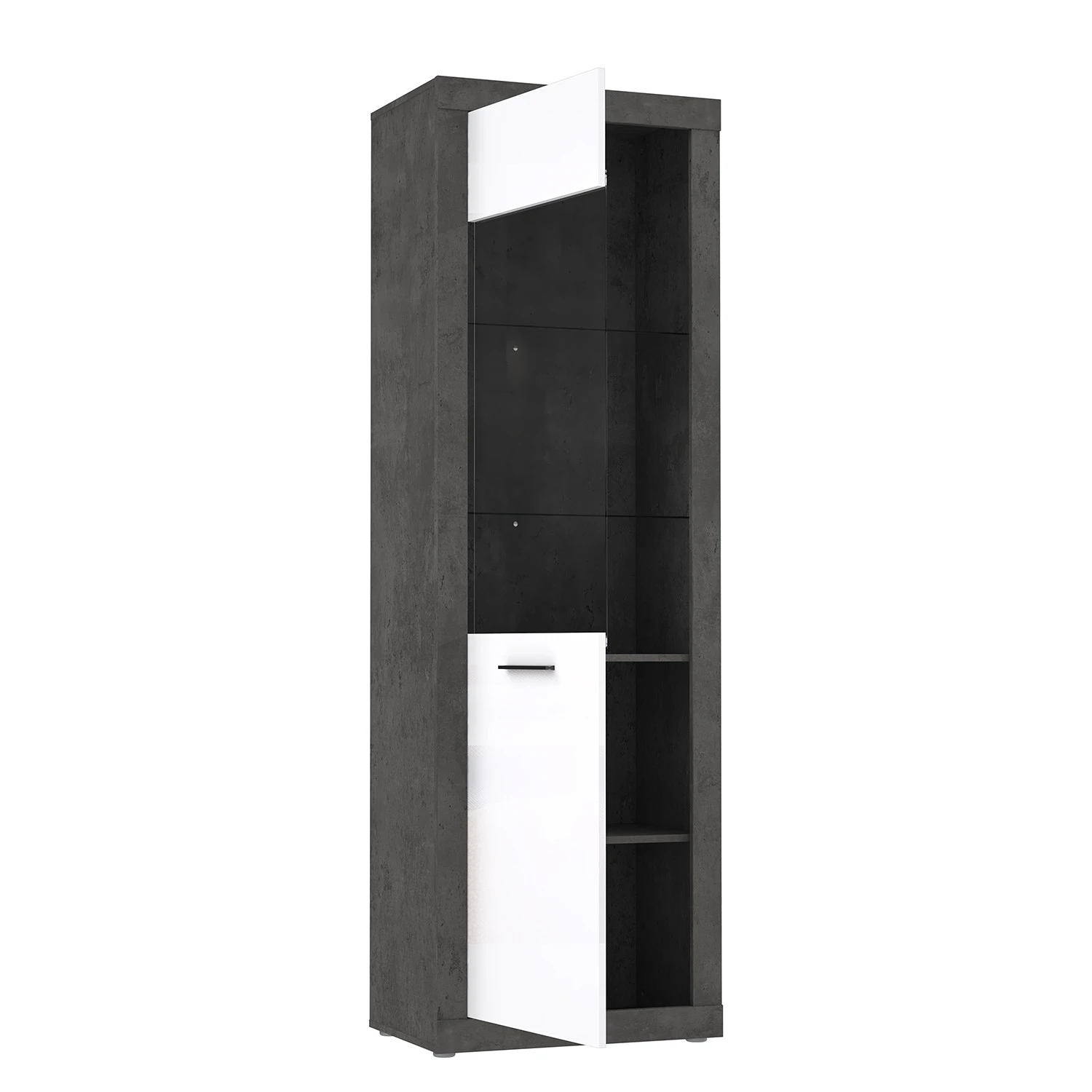 Loftscape Standvitrine Vetras - Hochglanz Weiß / Beton Dekor 8 Loftscape Standvitrine Vetras - Hochglanz Weiß / Beton Dekor – Bild 8