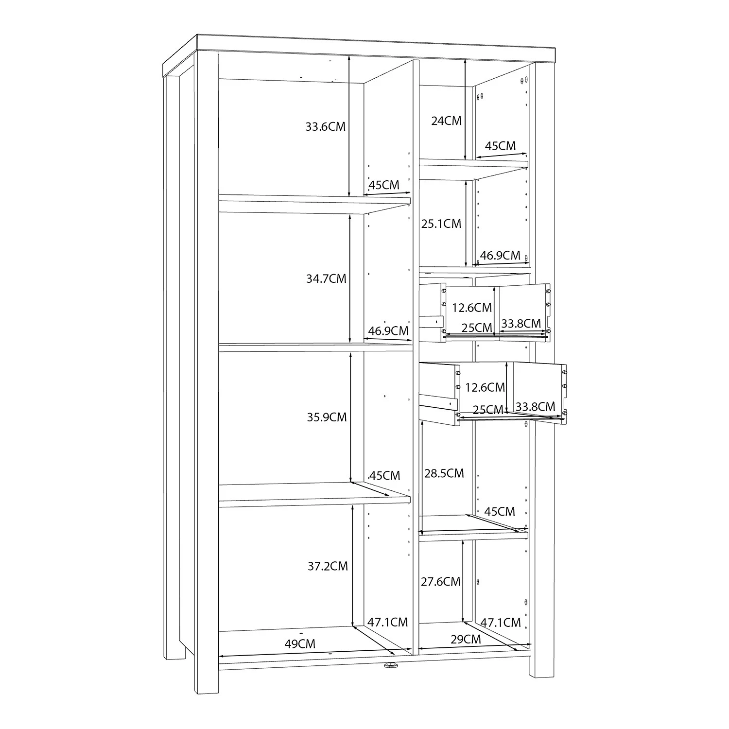 Red Living Highboard Westlock I - Esche Dekor / Schwarz 9 Red Living Highboard Westlock I - Esche Dekor / Schwarz – Bild 9