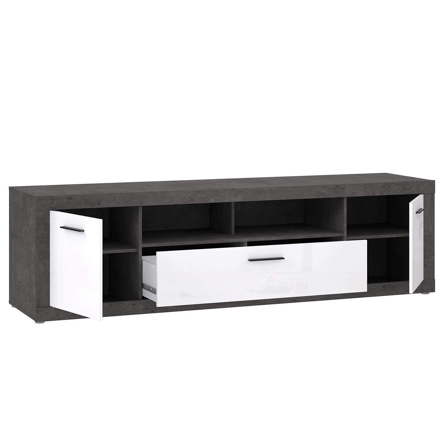Loftscape TV-Lowboard Vetras II - Hochglanz Weiß / Beton Dekor 7 Loftscape TV-Lowboard Vetras II - Hochglanz Weiß / Beton Dekor – Bild 7
