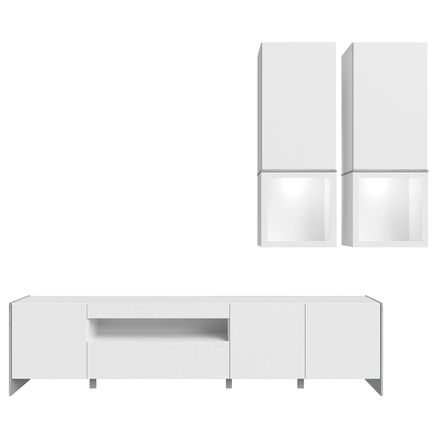 Loftscape Wohnwand Urban I (3-teilig) - Inkl. Beleuchtung - Weiß / Eiche Grau Dekor 4 Loftscape Wohnwand Urban I (3-teilig) - Inkl. Beleuchtung - Weiß / Eiche Grau Dekor – Bild 4