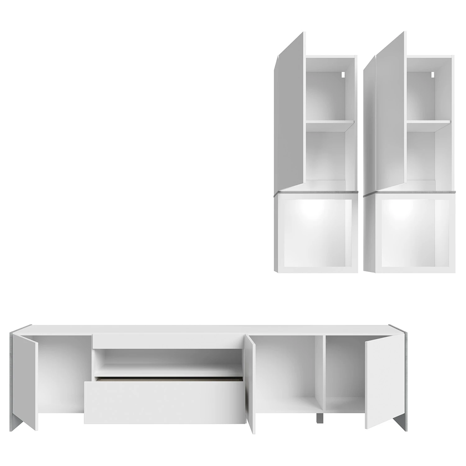 Loftscape Wohnwand Urban I (3-teilig) - Inkl. Beleuchtung - Weiß / Eiche Grau Dekor 7 Loftscape Wohnwand Urban I (3-teilig) - Inkl. Beleuchtung - Weiß / Eiche Grau Dekor – Bild 7