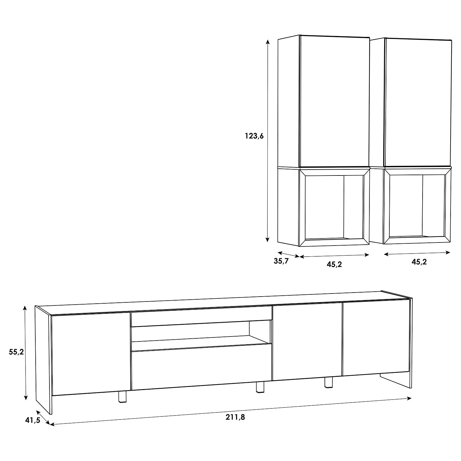 Loftscape Wohnwand Urban I (3-teilig) - Inkl. Beleuchtung - Weiß / Eiche Grau Dekor 8 Loftscape Wohnwand Urban I (3-teilig) - Inkl. Beleuchtung - Weiß / Eiche Grau Dekor – Bild 8