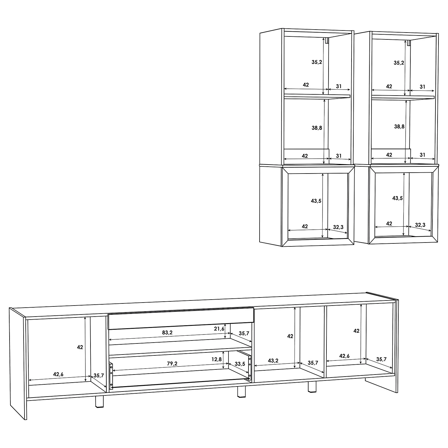 Loftscape Wohnwand Urban I (3-teilig) - Inkl. Beleuchtung - Weiß / Eiche Grau Dekor 9 Loftscape Wohnwand Urban I (3-teilig) - Inkl. Beleuchtung - Weiß / Eiche Grau Dekor – Bild 9