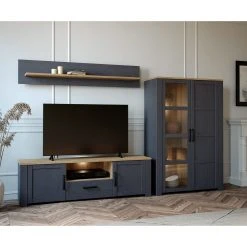 Ridgevalley Wohnwand Vassia I (3-teilig) - Eiche Navy Dekor / Eiche Riviera Dekor