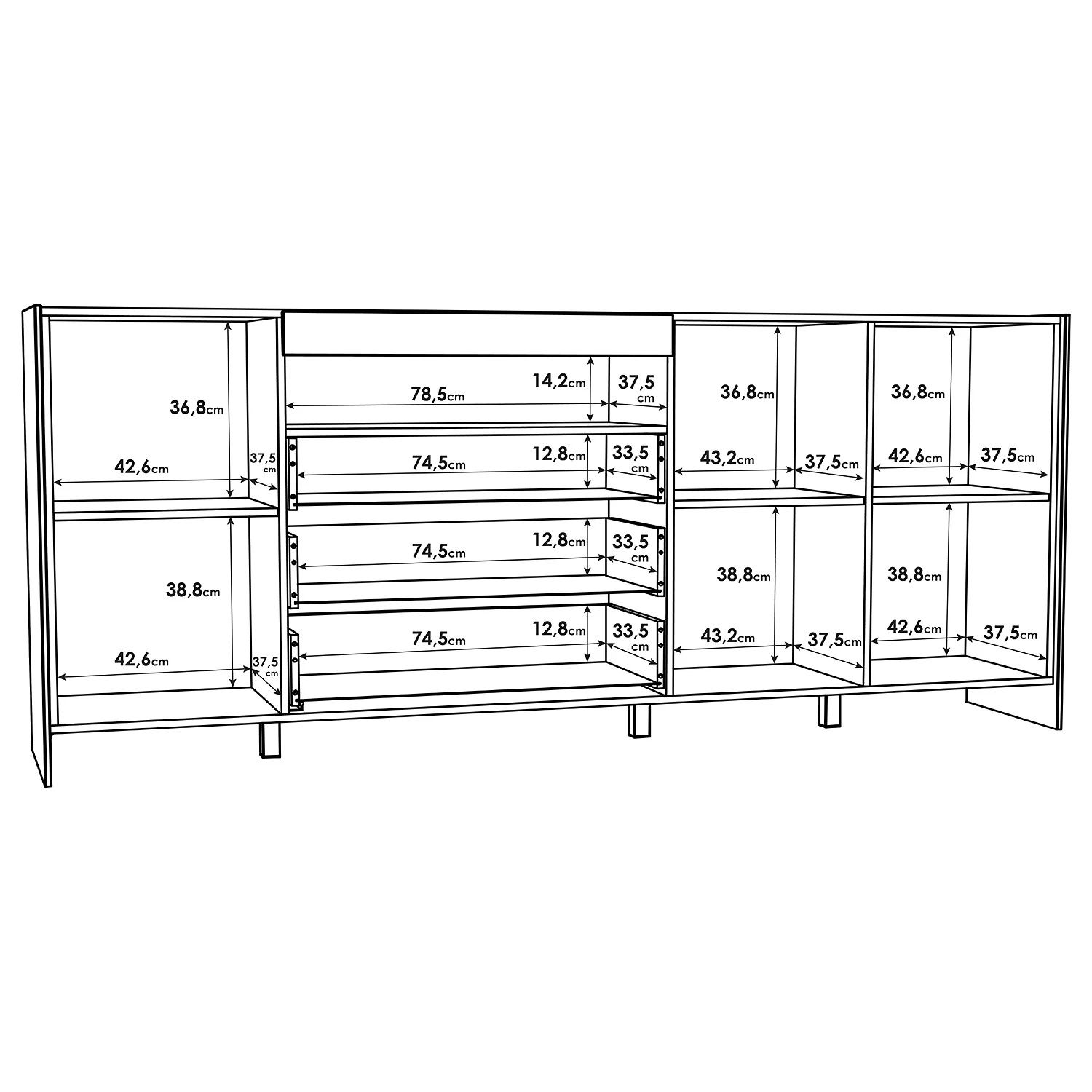 Loftscape Sideboard Urban II - Inkl. Beleuchtung - Weiß / Eiche Grau Dekor 8 Loftscape Sideboard Urban II - Inkl. Beleuchtung - Weiß / Eiche Grau Dekor – Bild 8